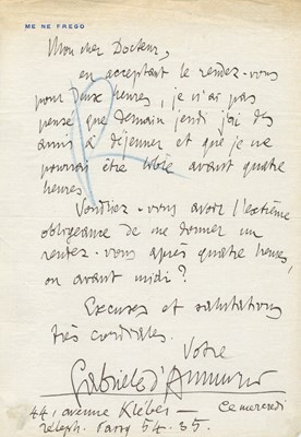 Lot 388 - ANNUNZIO GABRIELE D´: (1863-1938)