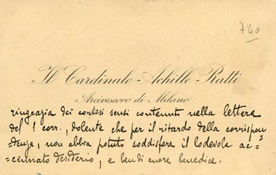 Lot 256 - PIUS XI: (1857-1939)