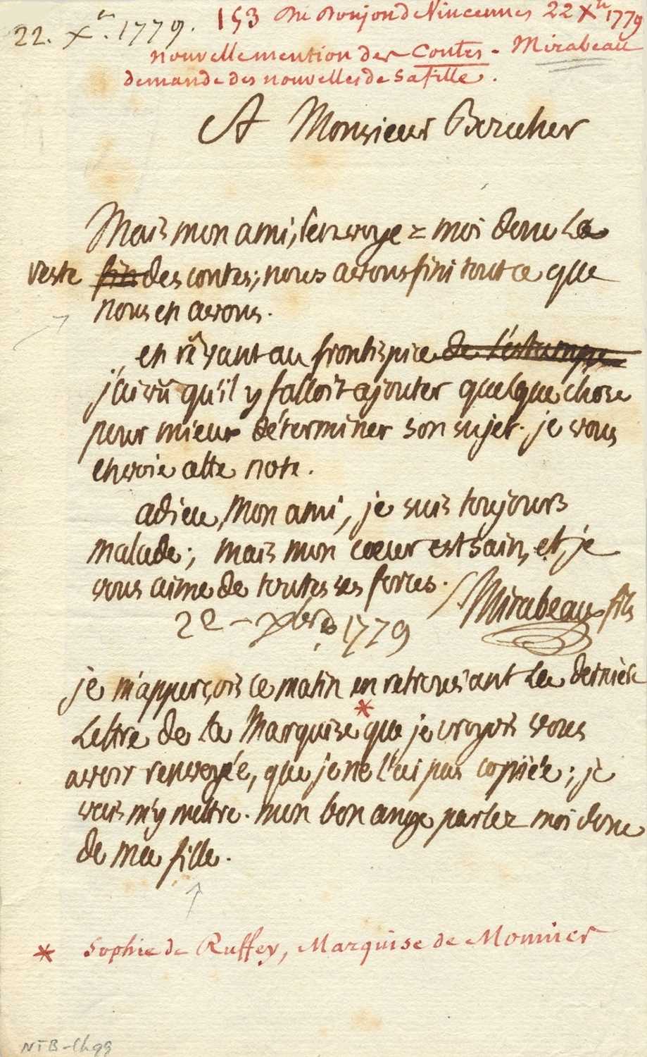 Lot 1251 - MIRABEAU HONORÉ COMTE DE: (1749-1791) French...