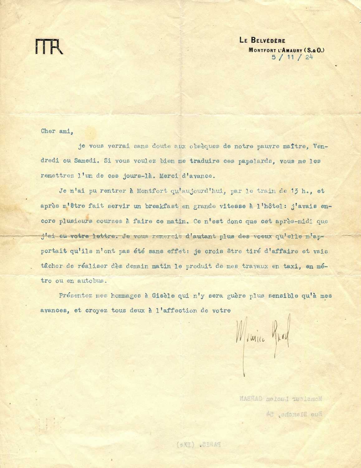 Lot 855 - RAVEL MAURICE: (1875-1937)