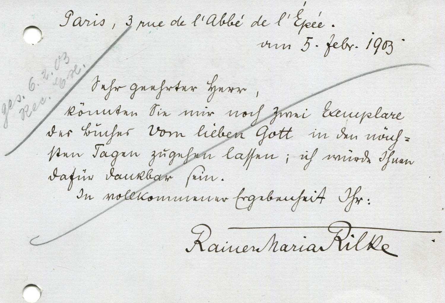 Lot 356 - RILKE RAINER MARIA: (1875-1926)