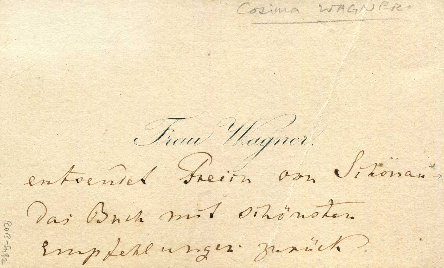 Lot 939 - WAGNER COSIMA: (1837-1930)