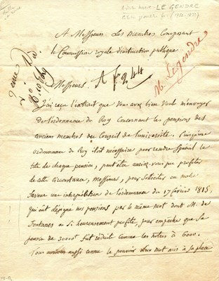 Lot 1110 - LEGENDRE ADRIEN-MARIE: (1752-1833)