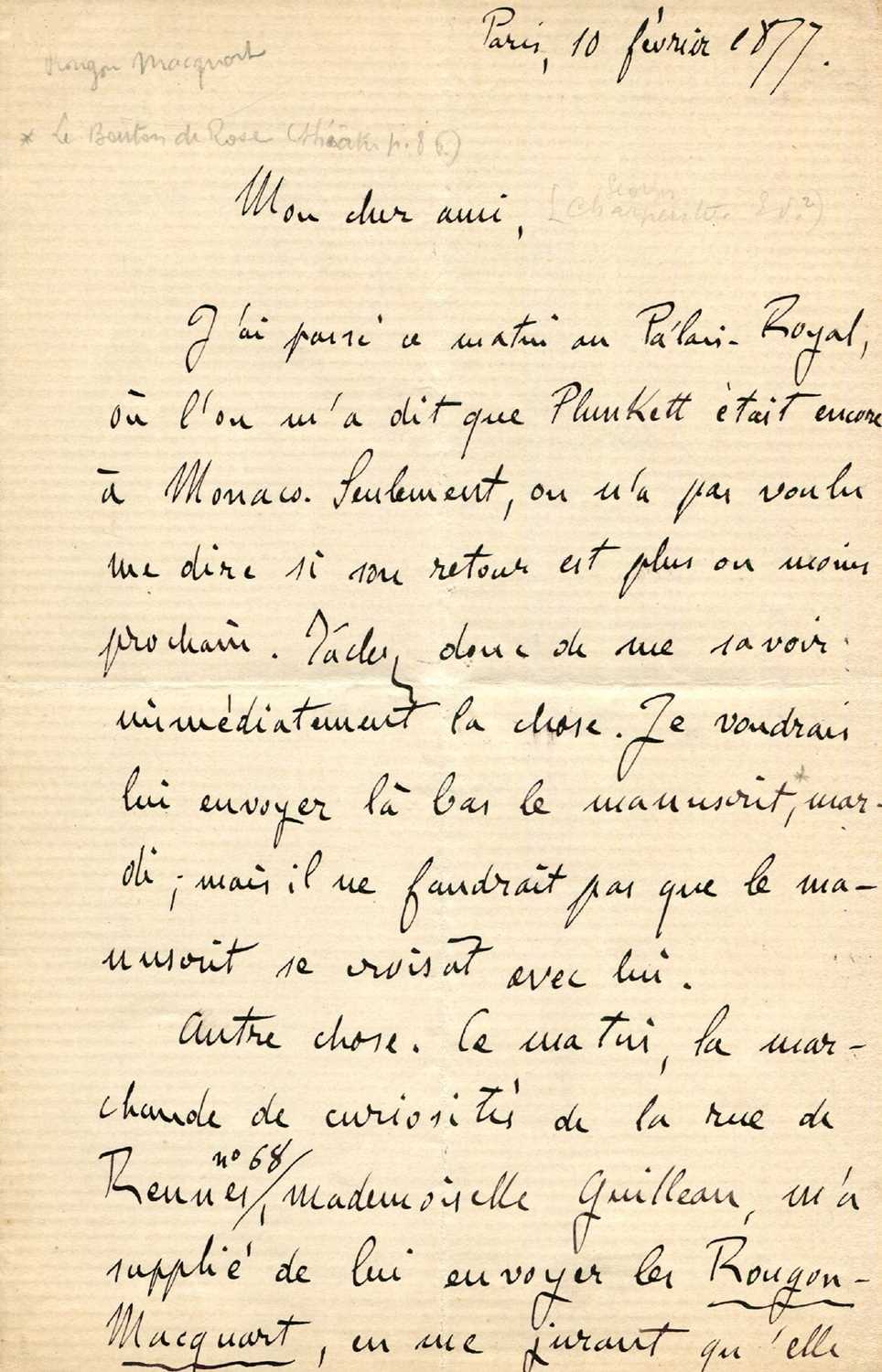 Lot 691 - ZOLA EMILE: (1840-1902)