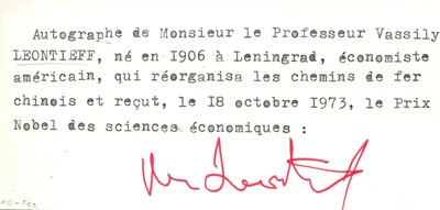 Lot 468 - LEONTIEF WASSILY: (1905-1999)