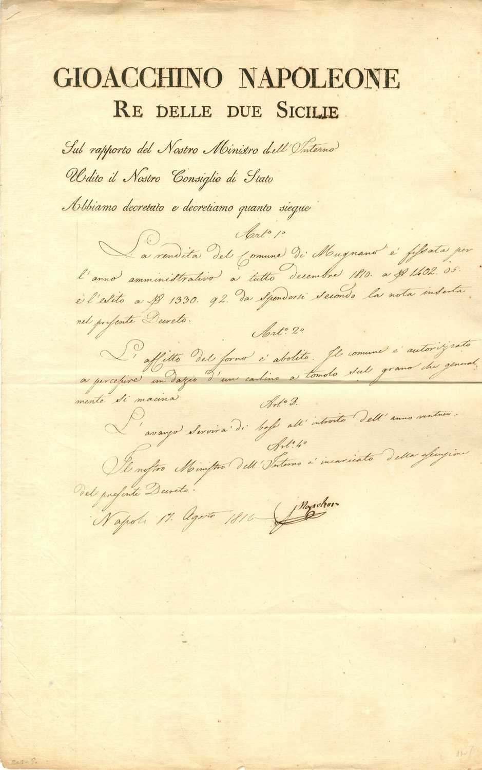 Lot 1532 - MURAT JOACHIM: (1767-1815)