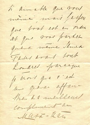 Lot 1025 - MATA HARI: (1876-1917)