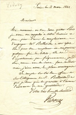 Lot 1547 - VIDOCQ EUGENE-FRANCOIS: (1775-1857)