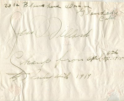 Lot 603 - WILLARD JESS: (1881-1968)