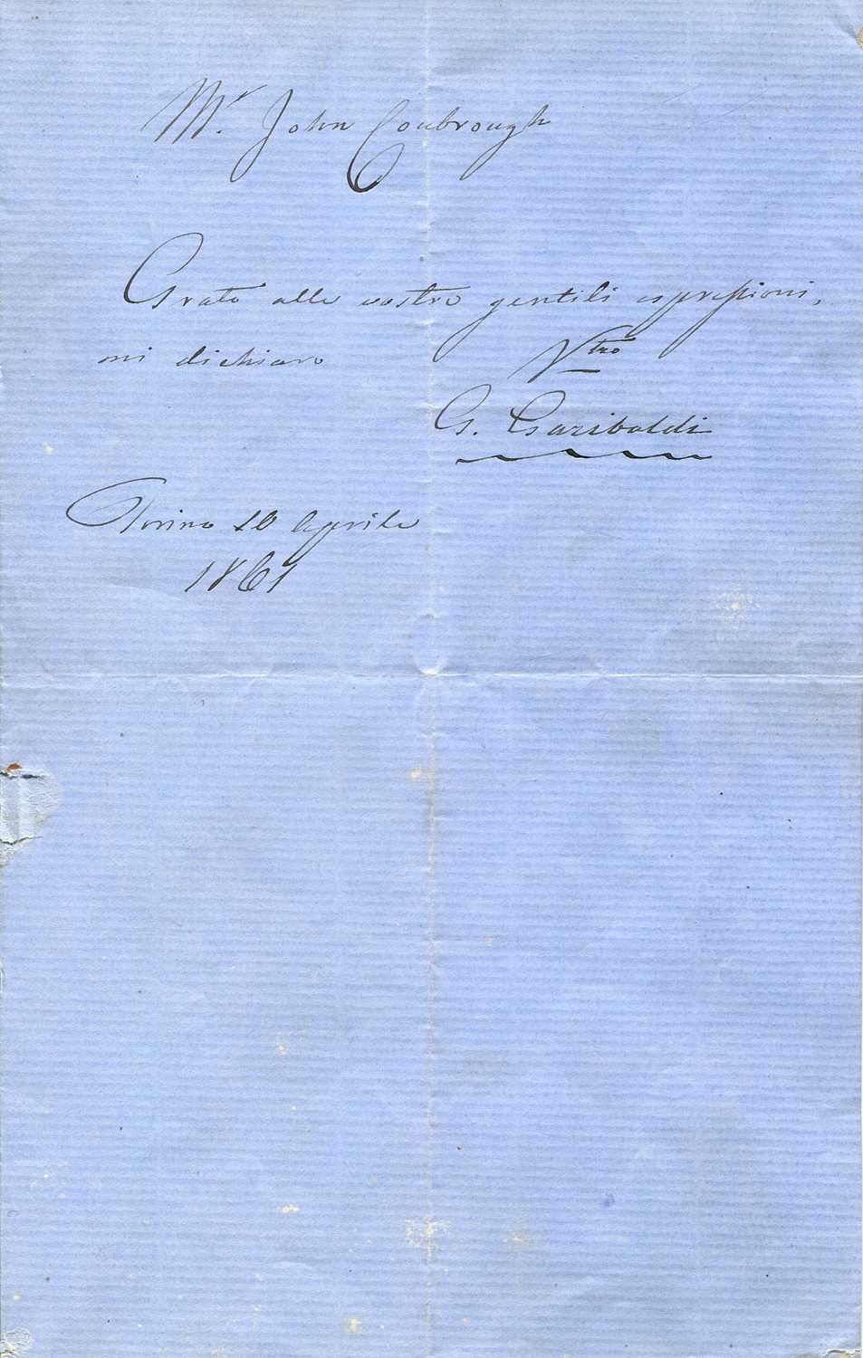 Lot 1617 - GARIBALDI GIUSEPPE: (1807-1882)