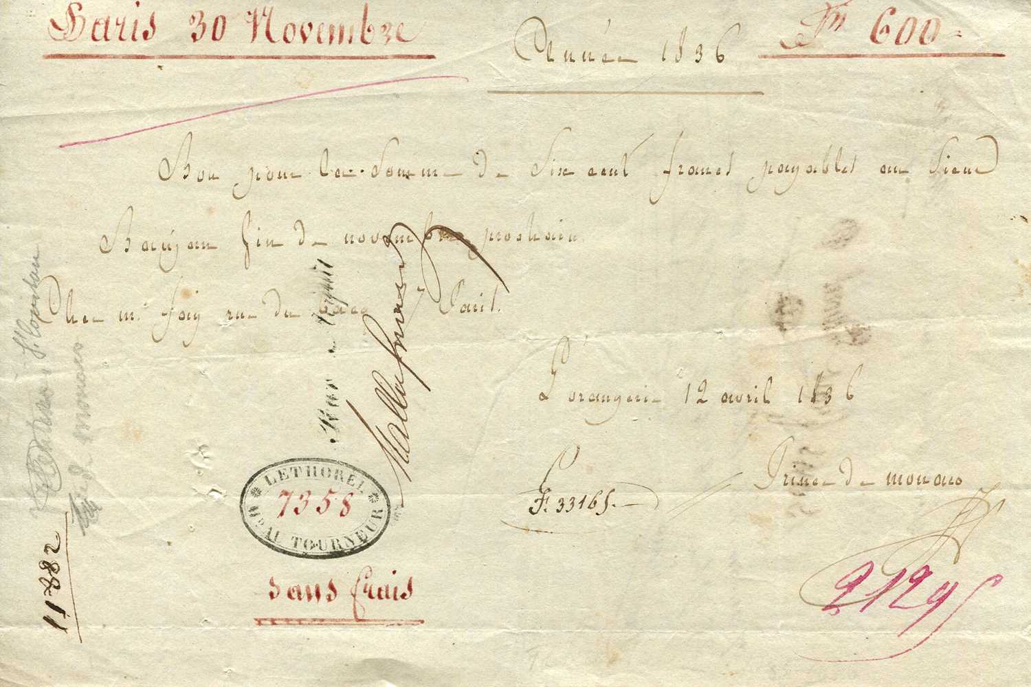 Lot 1255 - HONORE V: (1778-1841)