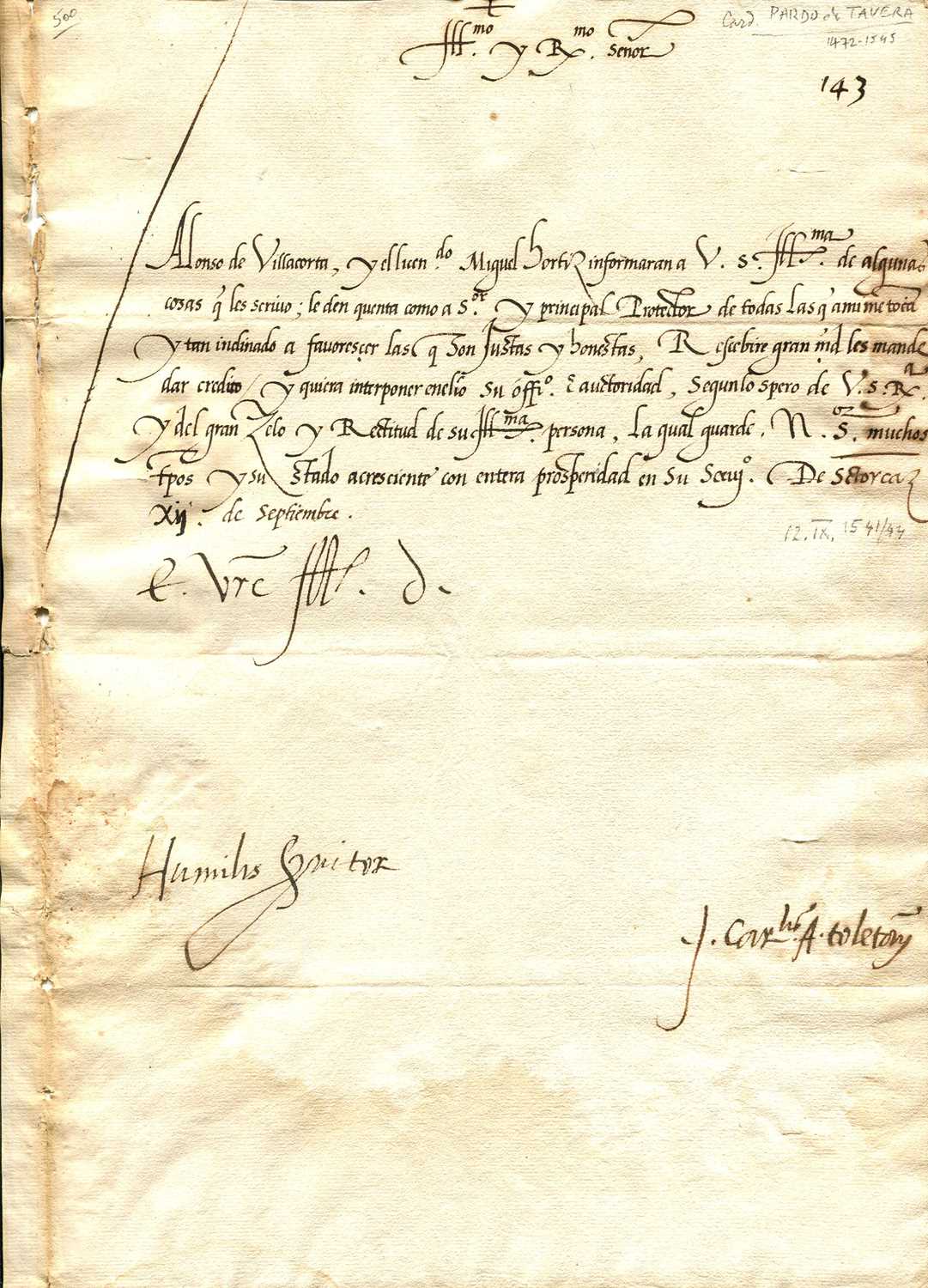 Lot 262 - PARDO DE TAVERA JUAN: (1472-1545)
