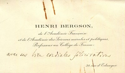 Lot 1081 - BERGSON HENRI: (1859-1941)