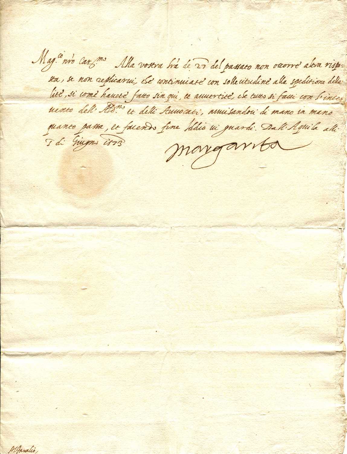 Lot 1091 - MARGARET OF PARMA (1522-1586)