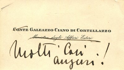 Lot 880 - CIANO GALEAZZO: (1903-1944)