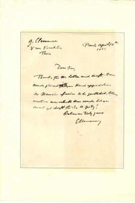 Lot 462 - CLEMENCEAU GEORGES: (1841-1929)
