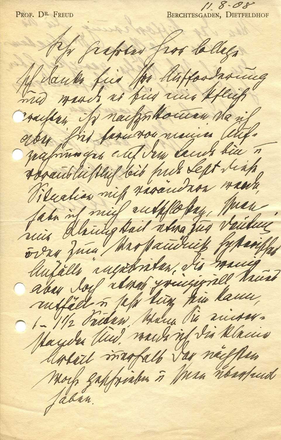 Lot 414 - FREUD SIGMUND: (1856-1939)