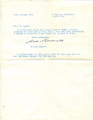 Lot 405 - BECKETT SAMUEL: (1906-1989)