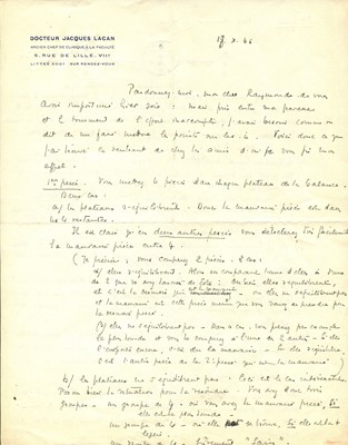 Lot 1142 - LACAN JACQUES: (1901-1981)