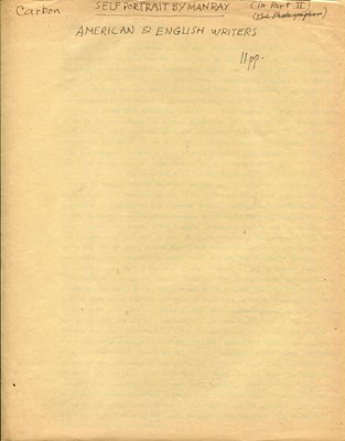Lot 1033 - RAY MAN: (1890-1976)