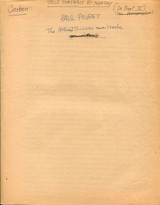 Lot 1033 - RAY MAN: (1890-1976)