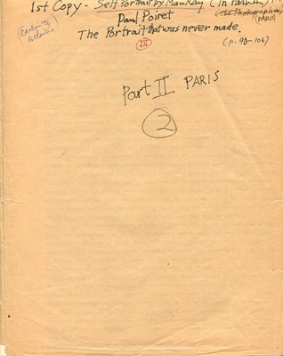 Lot 1033 - RAY MAN: (1890-1976)