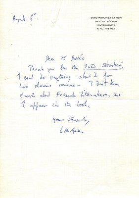 Lot 444 - AUDEN W. H.: (1907-1973)