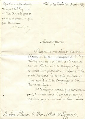Lot 701 - DE LESSEPS FERDINAND: (1805-1894)