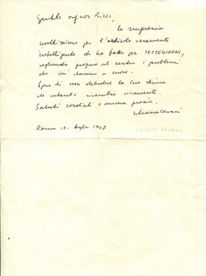 Lot 506 - CAVANI LILIANA: (1933- )