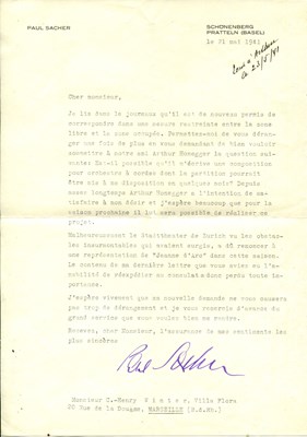 Lot 728 - SACHER PAUL: (1906-1999)