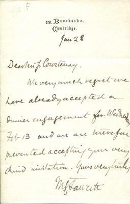 Lot 687 - FAWCETT MILLICENT GARRETT: (1847-1929)