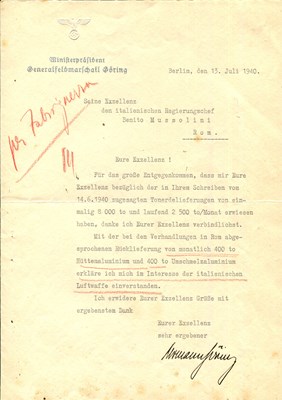 Lot 1173 - GORING HERMANN - MUSSOLINI BENITO