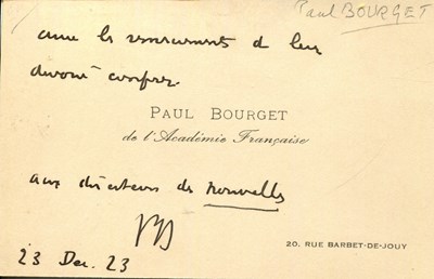 Lot 756 - BOURGET PAUL: (1852-1935)