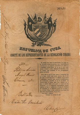 Lot 1307 - CESPEDES DEL CASTILLO CARLOS MANUEL: (1819-1874)