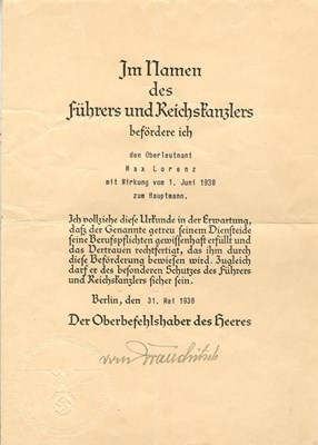 Lot 348 - BRAUCHITSCH WALTHER VON: (1881-1948)