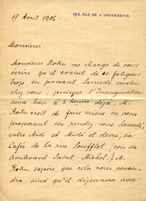 Lot 1028 - [RODIN AUGUSTE]: (1840-1917): RILKE RAINER MARIA: (1875-1926)