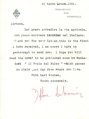 Lot 1006 - DU MAURIER DAPHNE: (1907-1989)