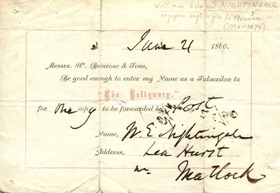 Lot 685 - [NIGHTINGALE FLORENCE]: (1820-1910) NIGHTINGALE WILLIAM (1794-1874)