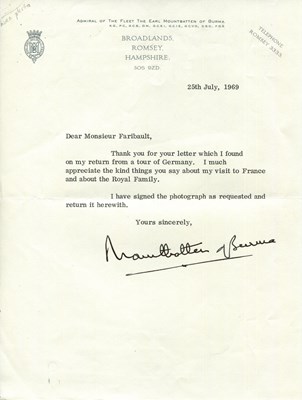 Lot 1155 - MOUNTBATTEN LOUIS: (1900-1979)