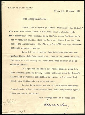 Lot 1171 - SCHUSCHNIGG KURT: (1897-1977)