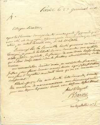 Lot 1189 - BARERE BERTRAND: (1755-1841)