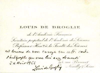 Lot 1079 - DE BROGLIE LOUIS: (1892-1987)