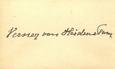 Lot 1030 - VON HEIDENSTAM VERNER: (1859-1940)