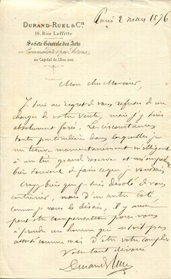 Lot 859 - DURAND-RUEL PAUL: (1831-1922)