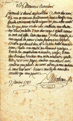 Lot 1184 - MIRABEAU COMTE DE: (1749-1791)