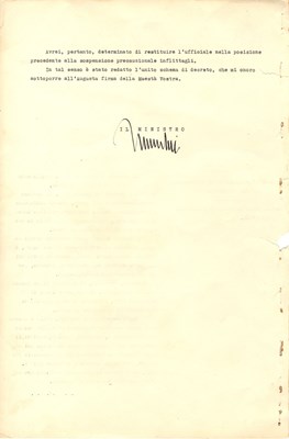 Lot 1170 - MUSSOLINI BENITO: (1883-1945)