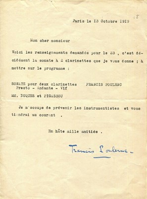 Lot 560 - POULENC FRANCIS: (1899-1963)