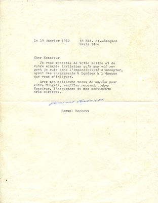 Lot 1122 - BECKETT SAMUEL: (1906-1989)