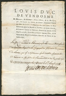 Lot 1559 - LOUIS JOSEPH DUKE OF VENDOME: (1654-1712)