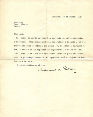 Lot 562 - FALLA MANUEL DE: (1876-1946)